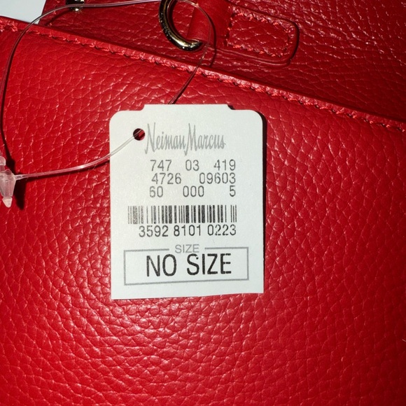 NWT Neiman Marcus Gold Studded Red Leather Clutch with Detatchable Chain Strap - Picture 8 of 9